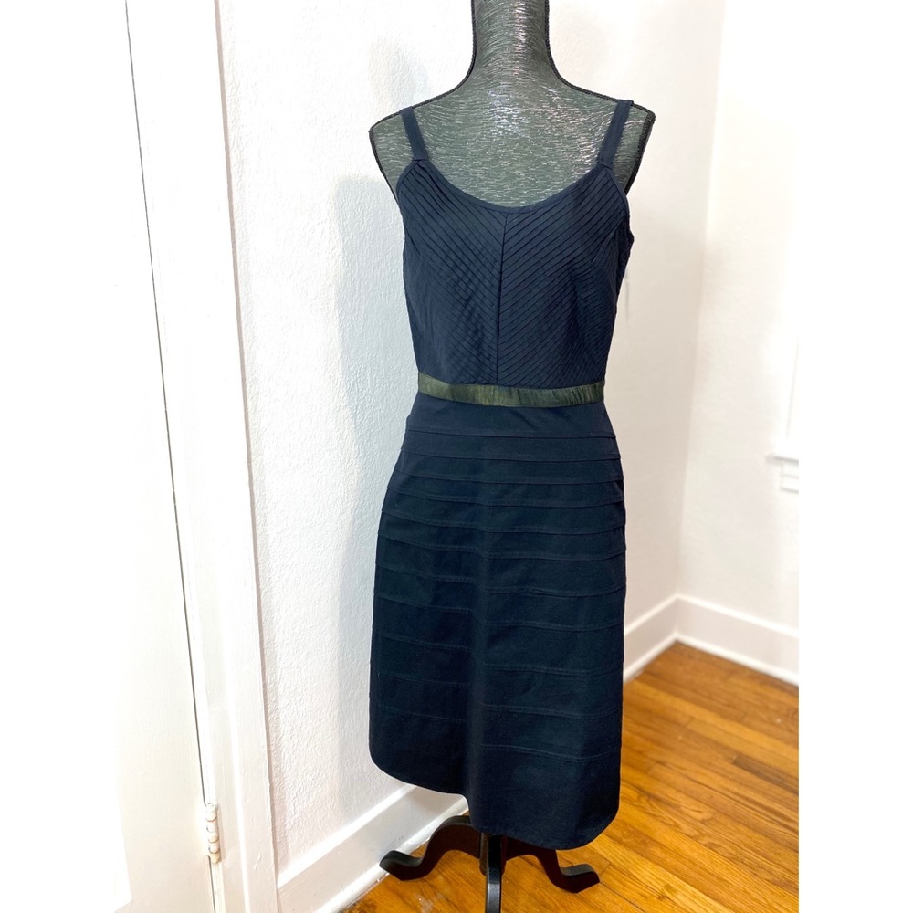 NWT Studio Connection Navy Blue Cotton Fitted Dress with Adjustable Straps Sz 10